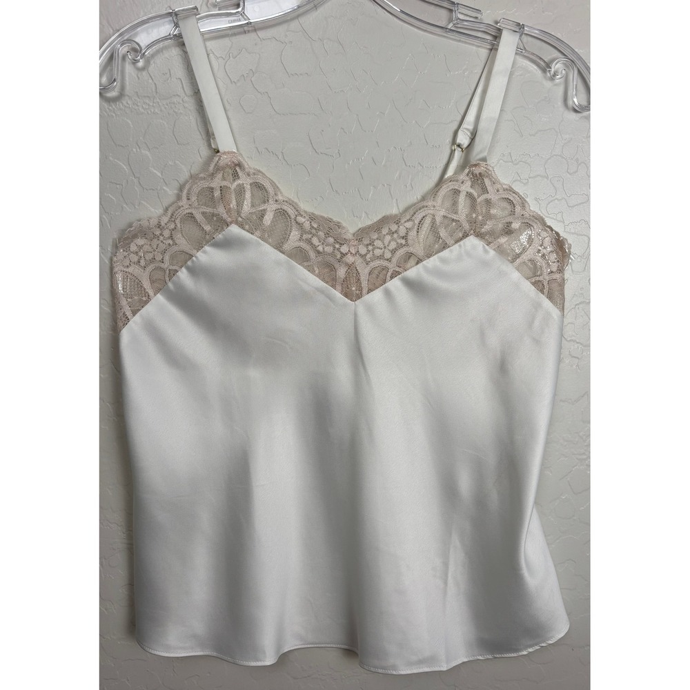 Flora Nikrooz Ivory Satin Lace Trim Camisole Chemise Slip XS Bloomingdales 2699